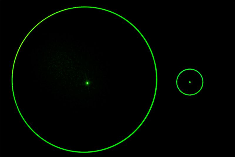 Positioning laser module 10mW GREEN " circle", insulated, adjustable focus
