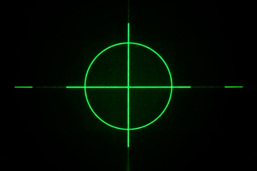 Positioning laser module 10mW GREEN "cross hair", insulated, adjustable focus